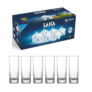 Laica Bi-Flux универсален филтър 6 бр. + 6 броя чаша за вода