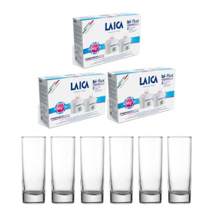Laica Bi-Flux Magnesium универсален филтър 6 бр. + 6 броя чаша за вода