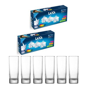 Laica Bi-Flux Mineral Balance  универсален филтър 6 бр. + 6 броя чаша за вода