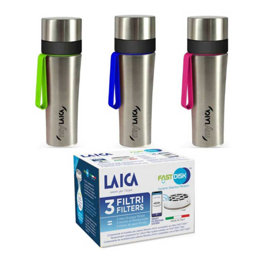 Laica Филтрираща бутилка Inox  550 мл. + 3бр. fast disk цена